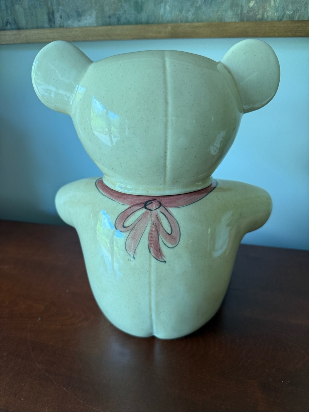 Ceramic Cream and Mauve Bear vintage cookie jar - Picture 6 of 6